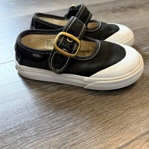 Vans Kids Black Mary Jane Sneakers with White Toe Cap